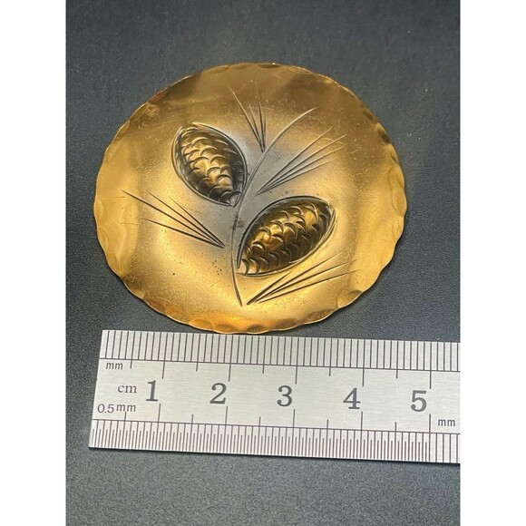 Vintage Stuart Nye Hand Wrought Copper Pine Cone Brooch Made In Asheville NC - Picture 6 of 7